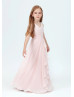 Blush Pink Pleated Chiffon Stunning Junior Bridesmaid Dress